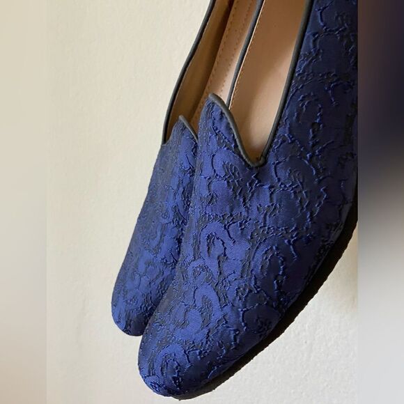 Royal Self Embroidered Blue Shode Loafer Style Juti Size 9 - Picture 7 of 11